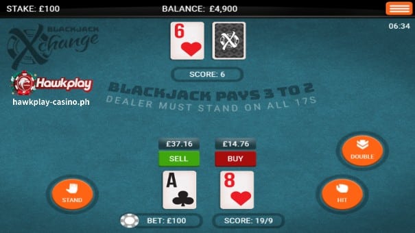 Blackjack X-Change 遊戲介面