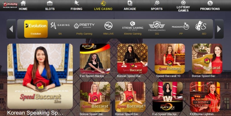 Isang malawak na hanay ng mga live na laro ng blackjack na makukuha sa Hawkplay Online Casino