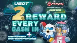 Hawkplay rewards USDT 2% + BTC for every cash transaction. ETH lottery chances