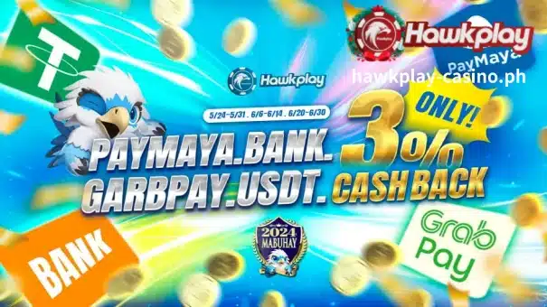 Hawkplay PAYMAYA BANK GARBPAY USDT! 3% cashback